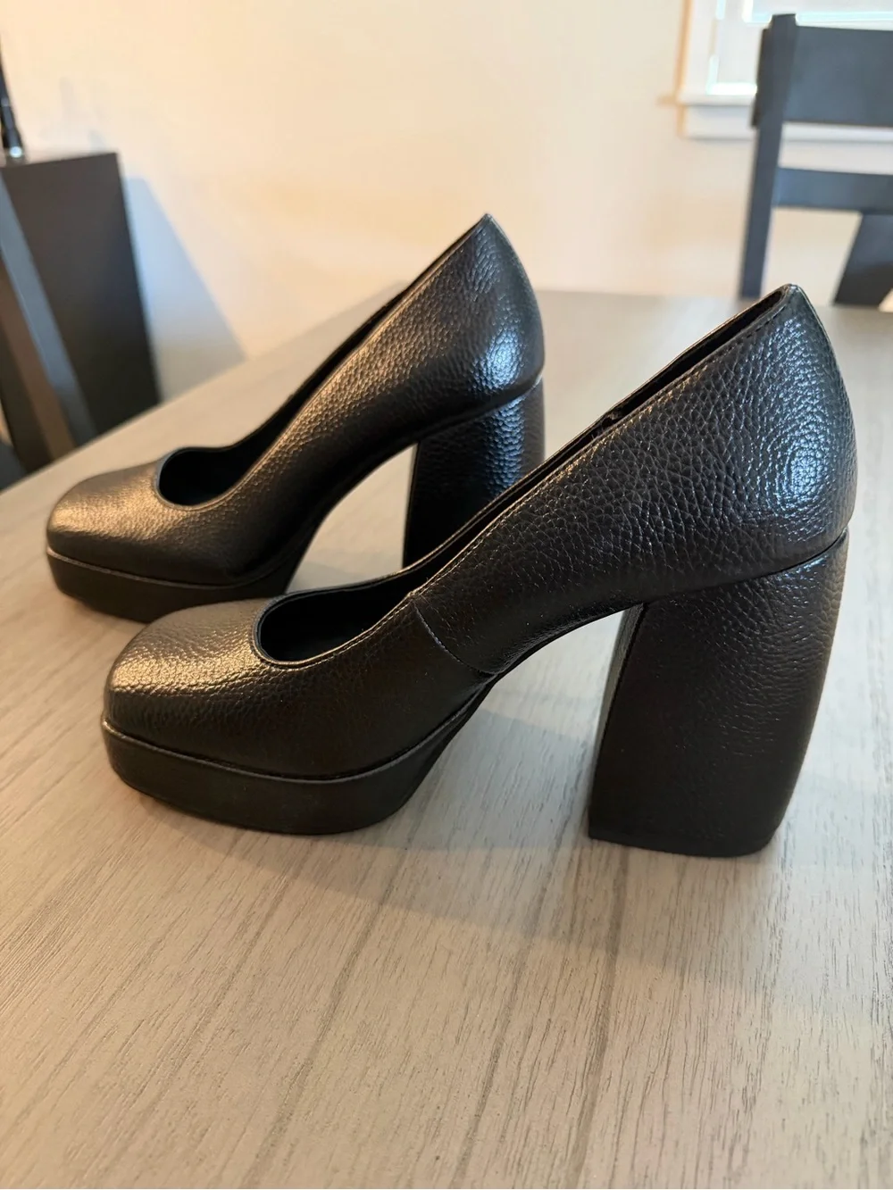 Katy Perry Collections Black Pebbled Leather Platform Pumps